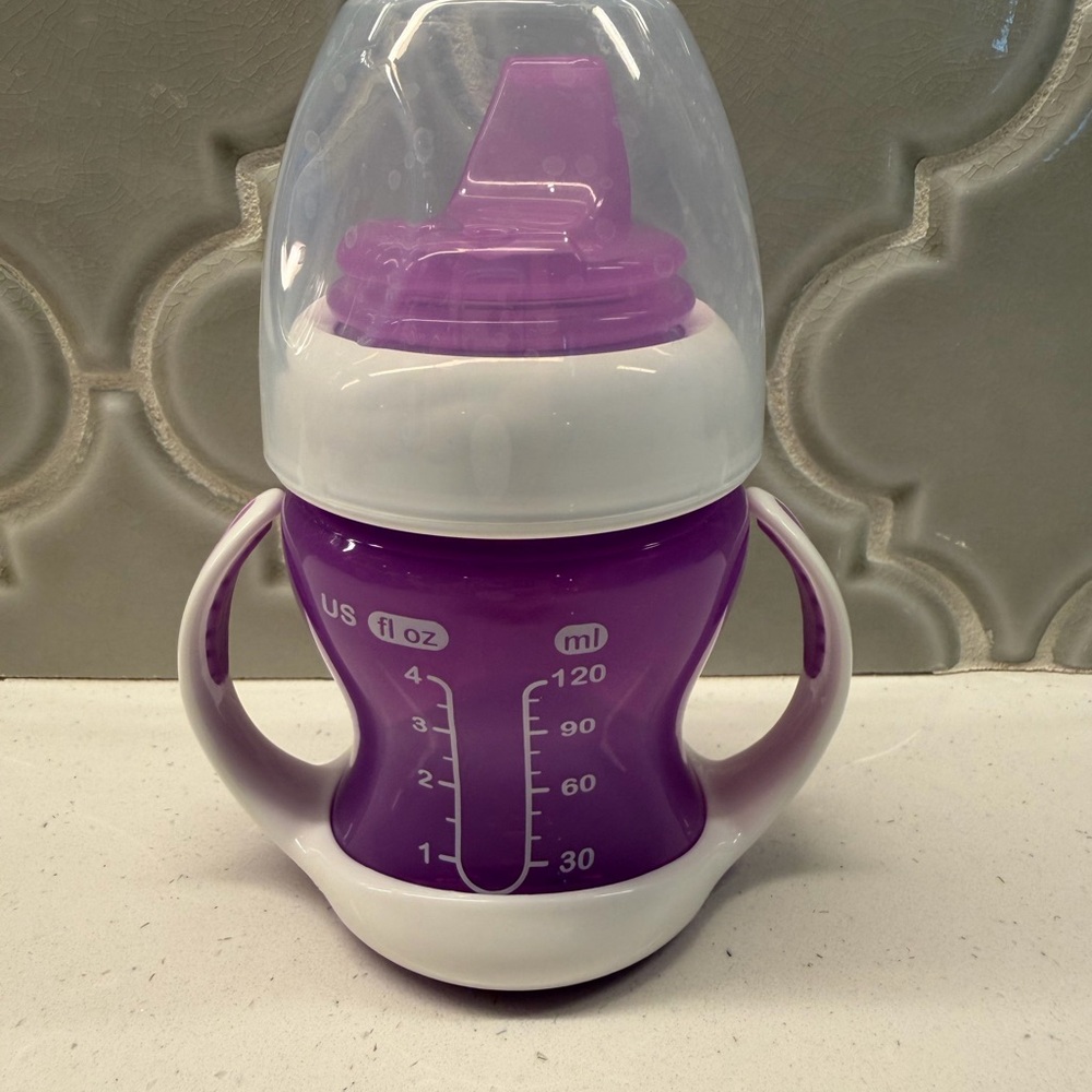 Munchkin Purple and White Toddler Sippy Bottle with Handles